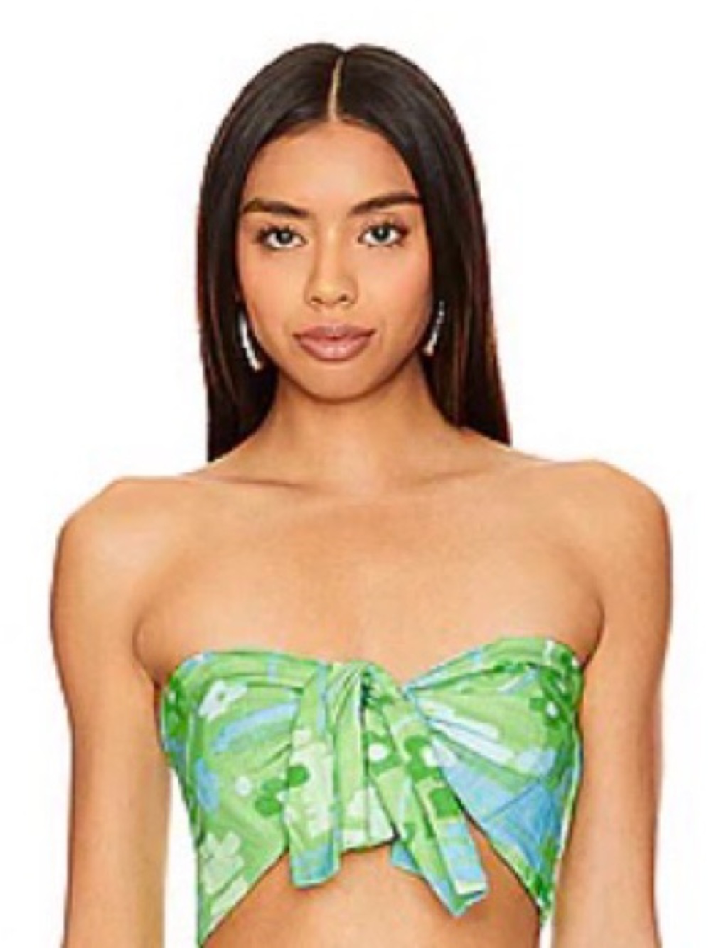 RHODE Green & Blue Tie-Front Crop Top